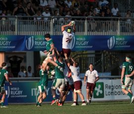 Action from the World Rugby U20 Championship 2025 Pool C match between Ireland and Georgia at Stadio San Michele in Calvisano, Italy, on 29 June. Photo: Sabrina Conforti / World Rugby.